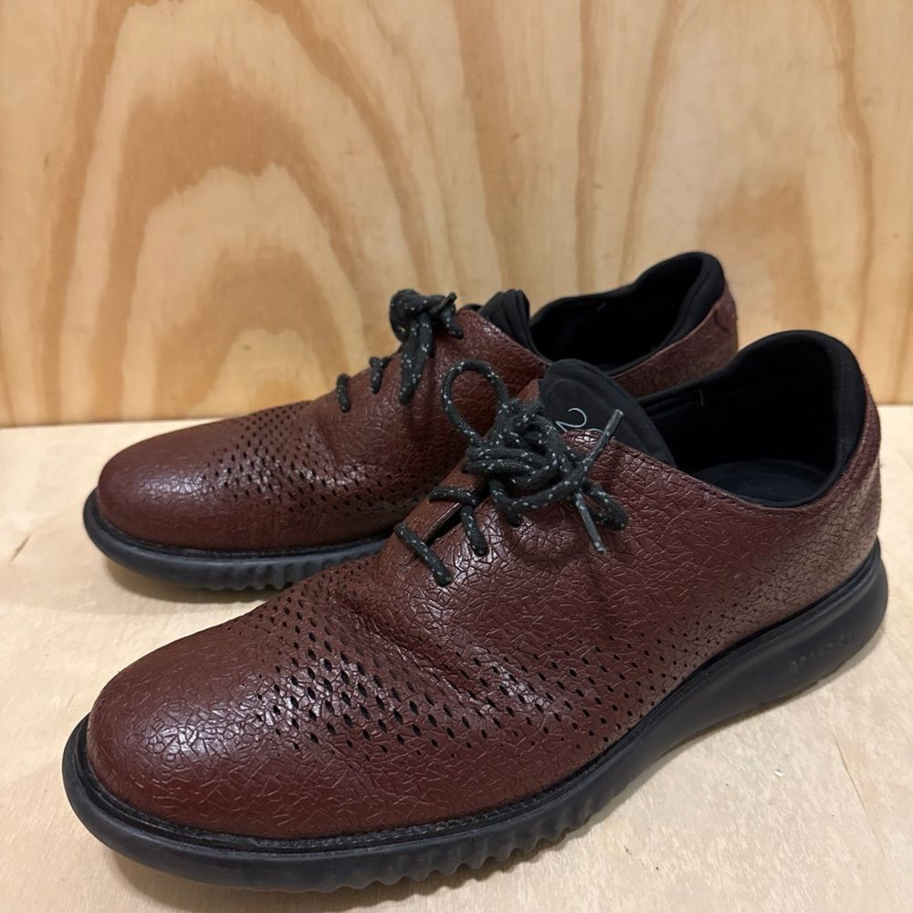 Cole Haan Men's Brown 2.Zerogrand Laser Wingtip Oxfords Size 10 M